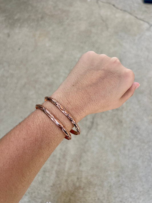 Aztec Stamped Copper Cuff Bracelet