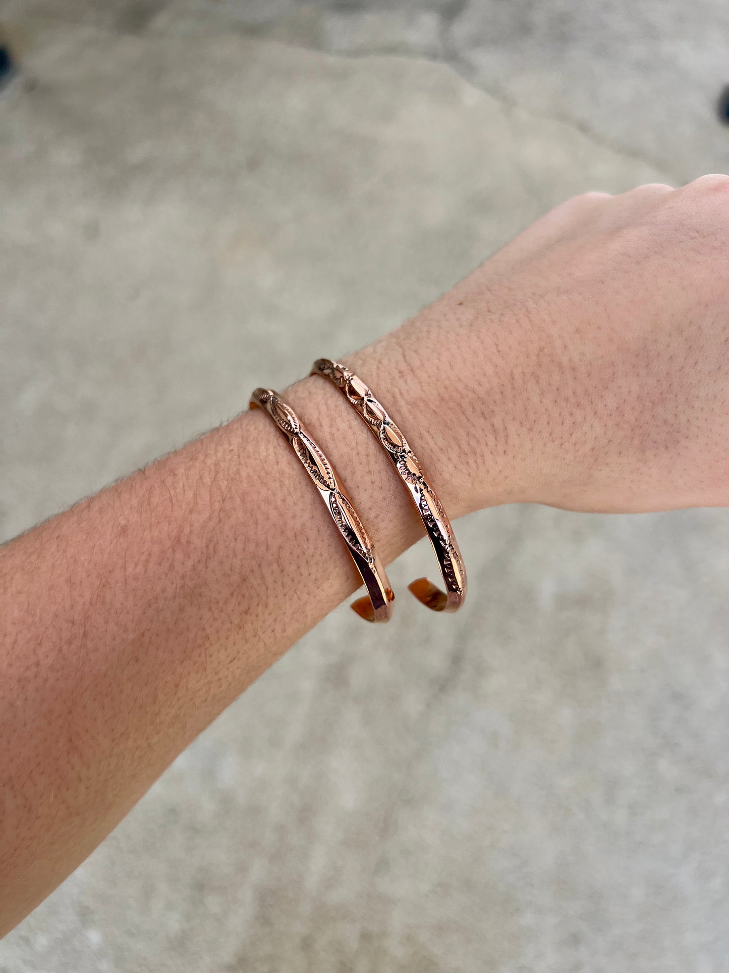 Aztec Stamped Copper Cuff Bracelet