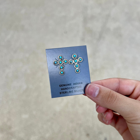Genuine Arizona Turquoise Cross Earrings
