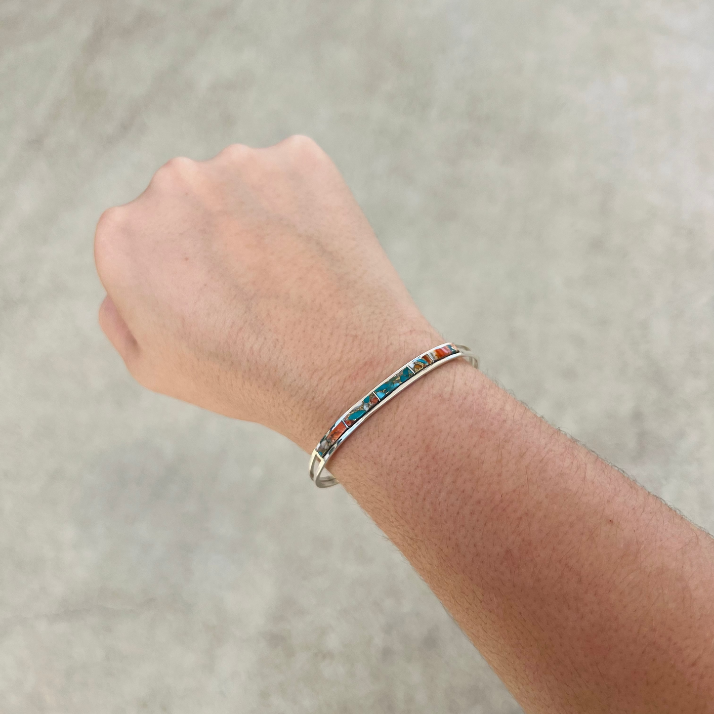 Spiny Oyster, Turquoise, & Bronze Inlay Cuff