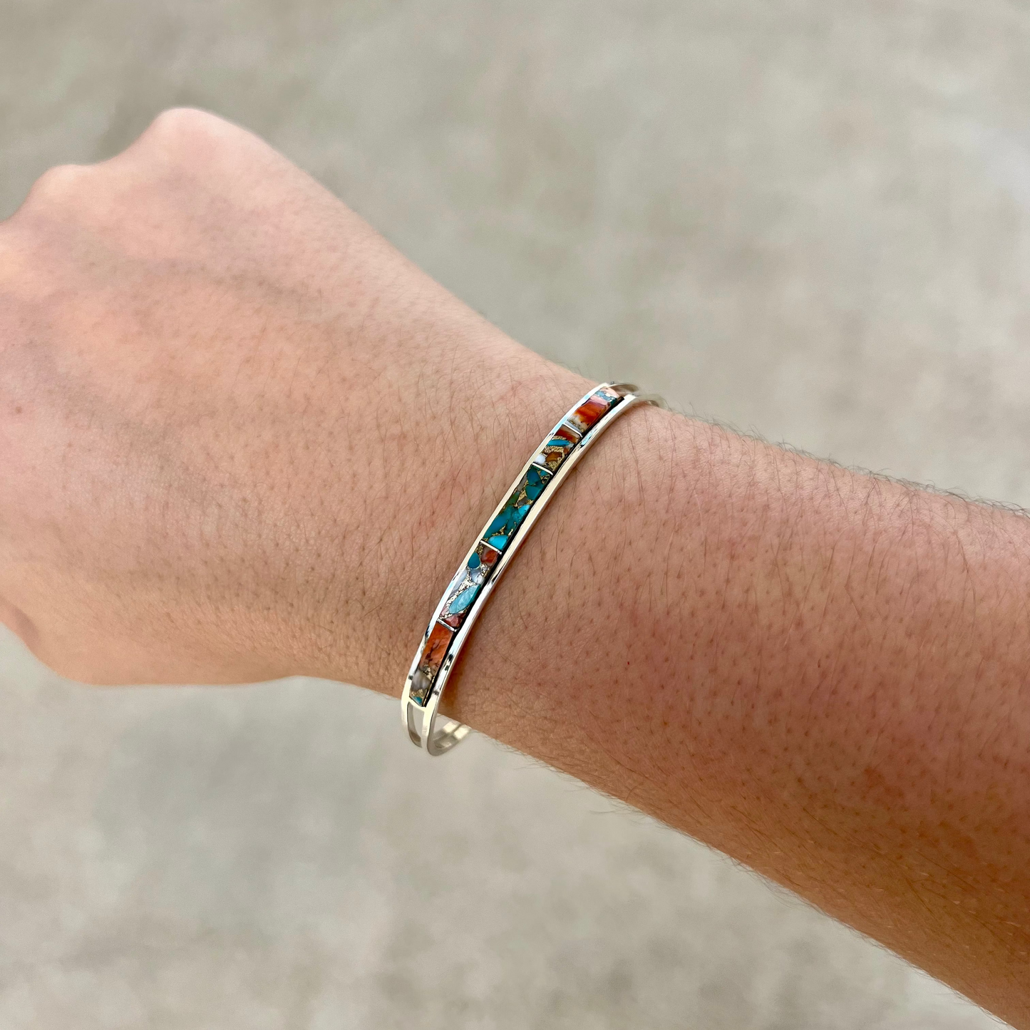 Spiny Oyster, Turquoise, & Bronze Inlay Cuff