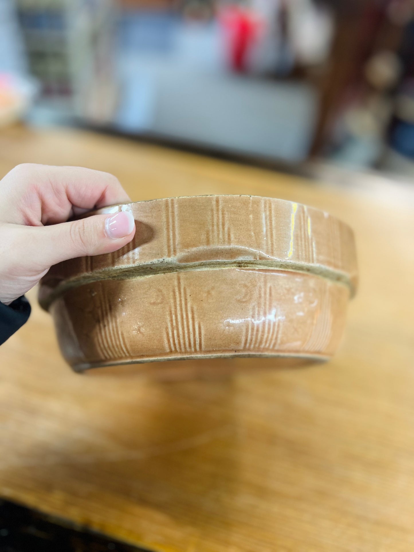 Yellow Ware Pottery Moon and Stars Bowl - No Chips or Cracks