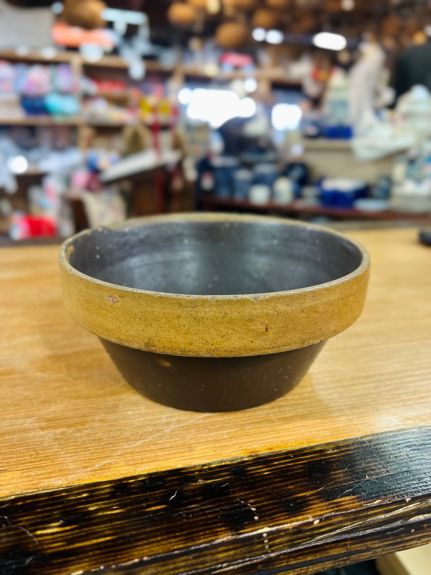 VERY Old Antique Two Tone Stoneware Bowl