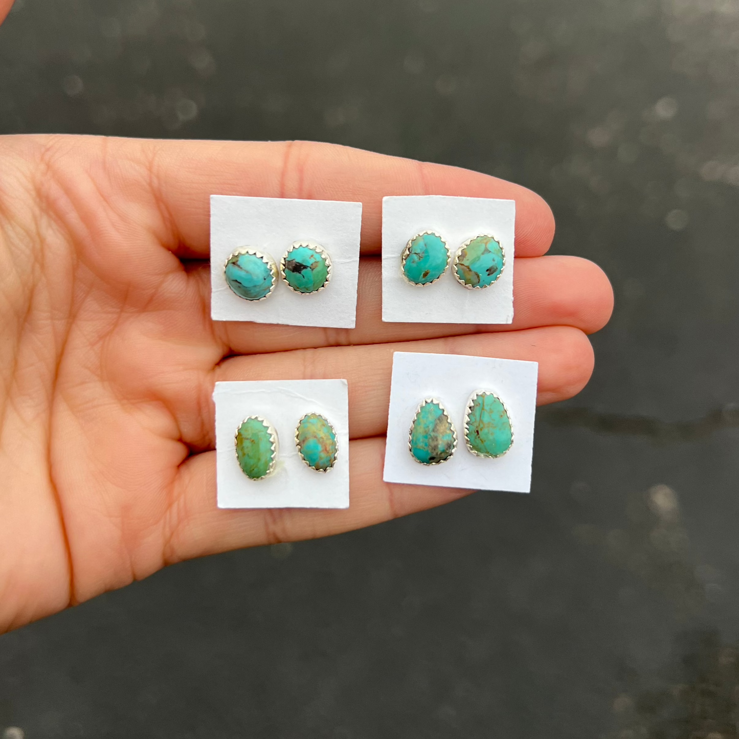 Genuine Emerald Valley Turquoise Studs