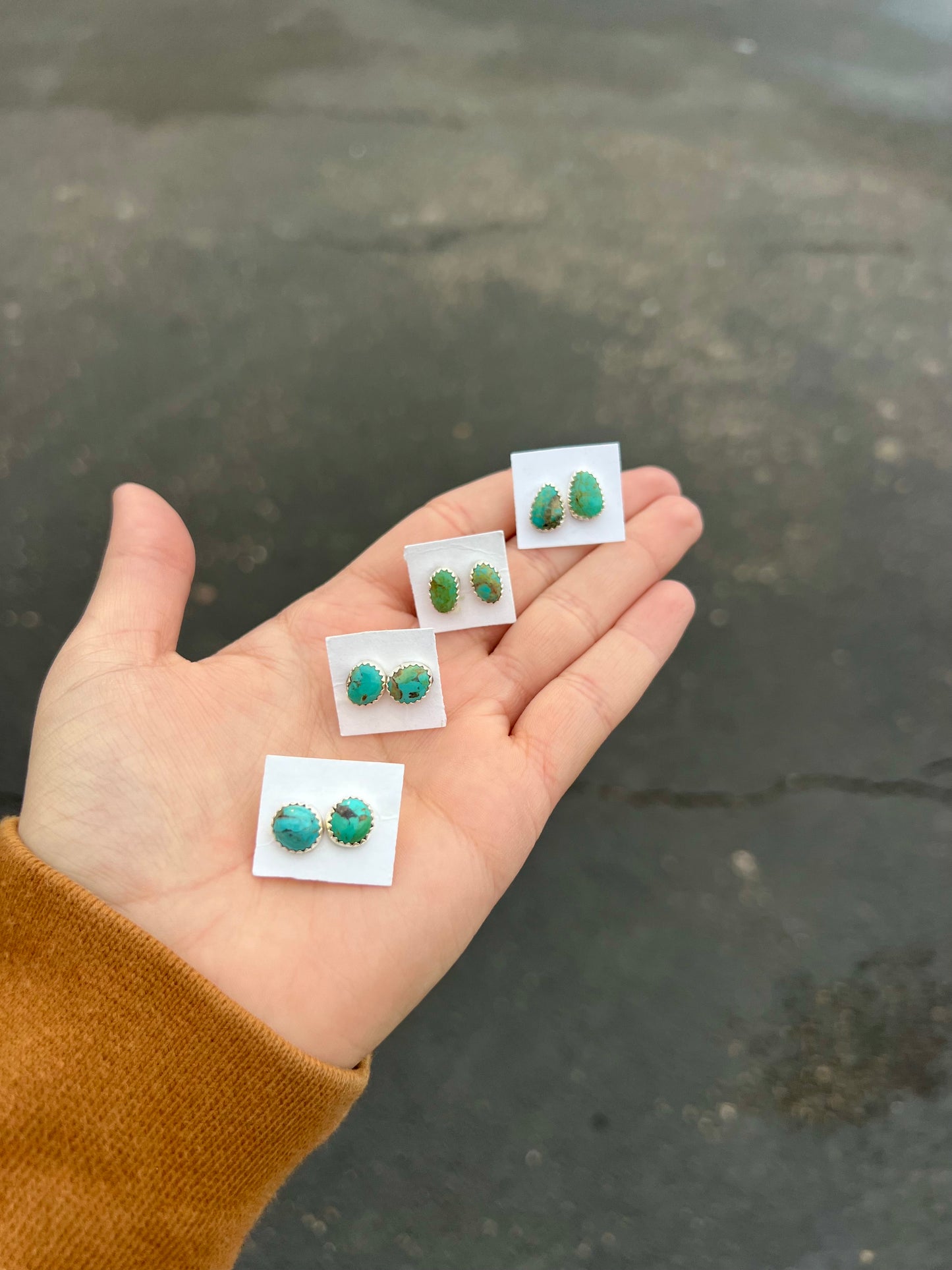 Genuine Emerald Valley Turquoise Studs