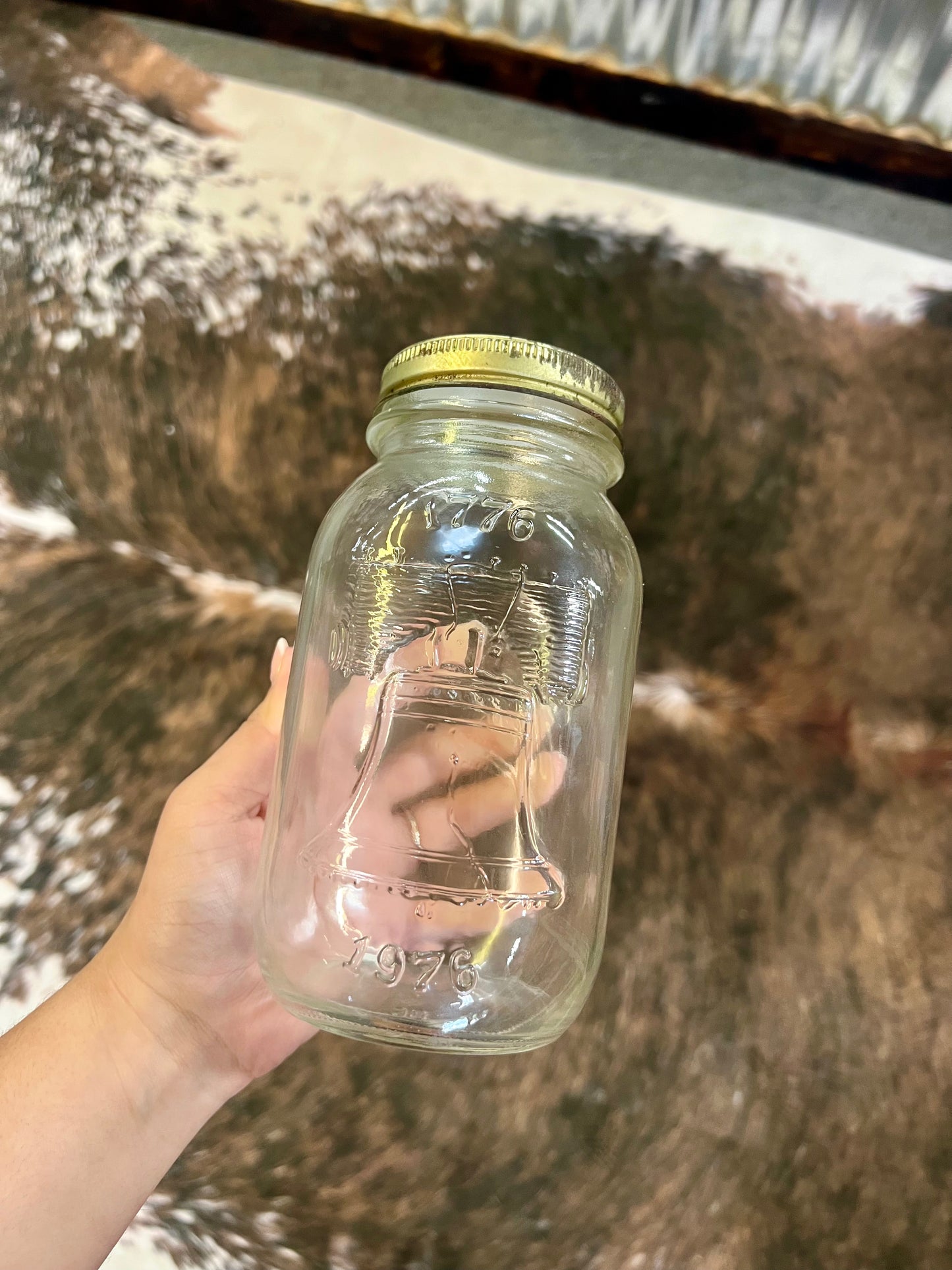 Mason Jar with Liberty Bell 1776 - 1976