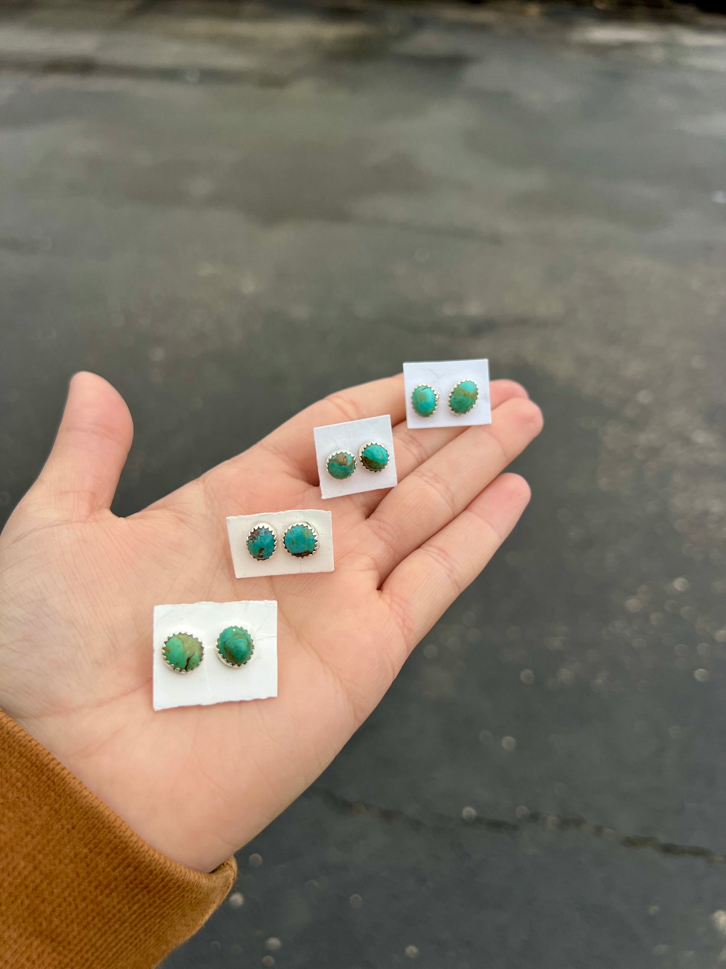 Genuine Emerald Valley Turquoise Studs