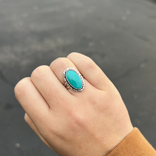 Dixie Sterling Silver and Genuine Turquoise Ring