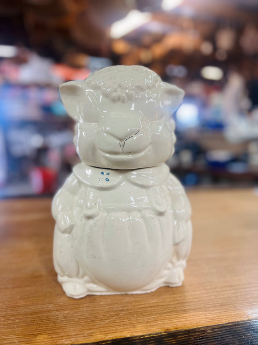 Vintage 1940's American Bisque (ABCO) Pottery Lamb/Sheep Cookie Jar