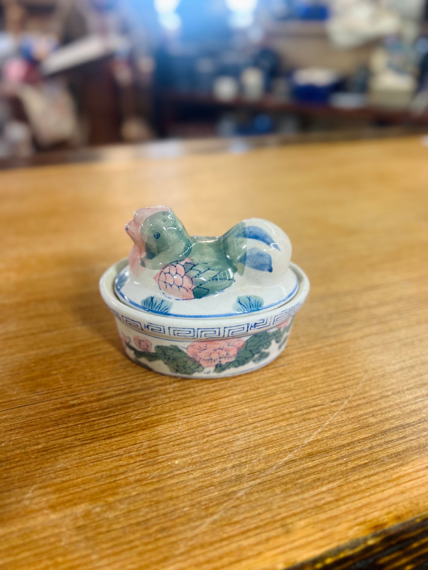 Vintage Floral Hen on Nest Trinket Dish