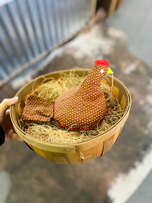Vintage "Hen on Nest" Quilted Hen in a Bushel Basket