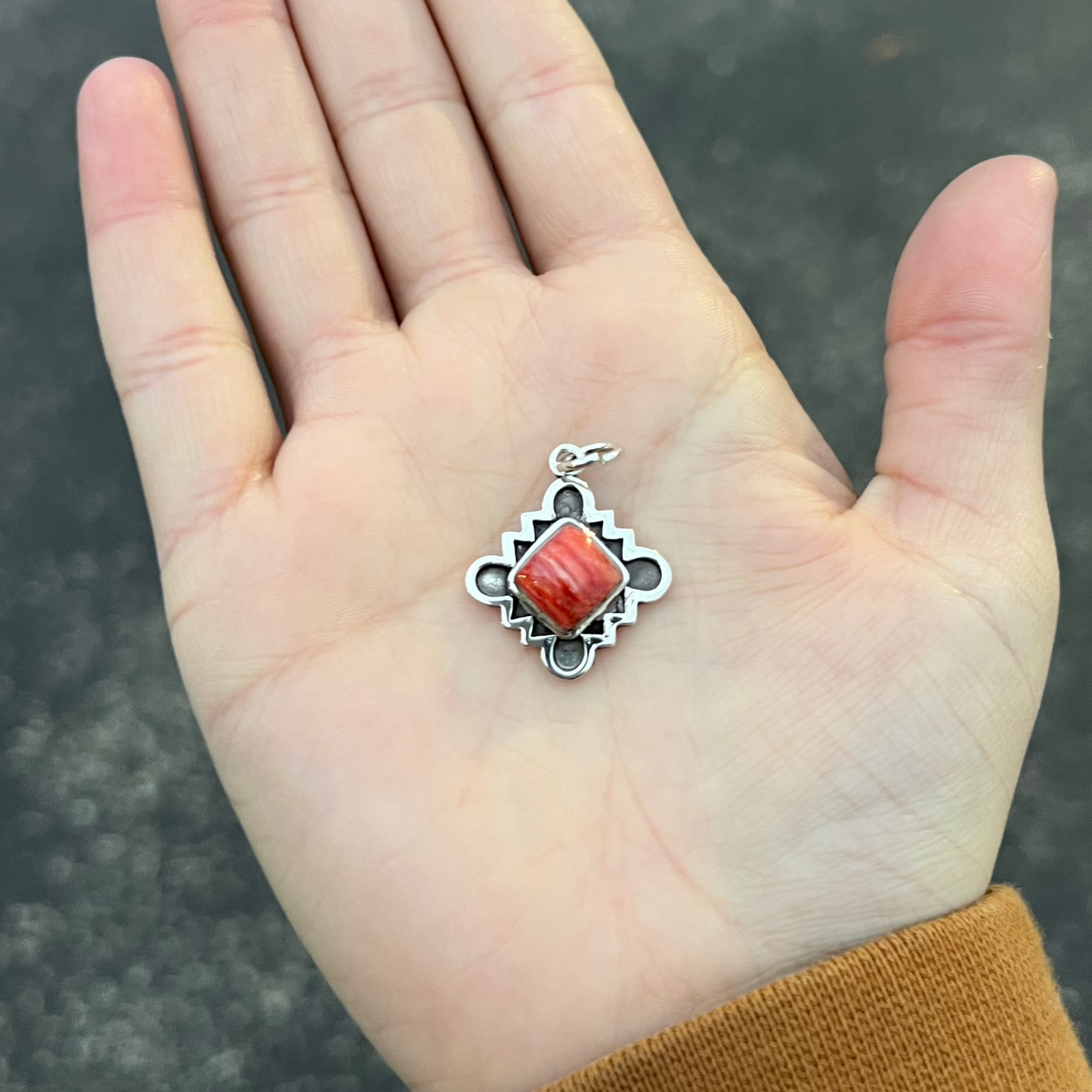 Genuine Red Spiny Oyster Square Pendant