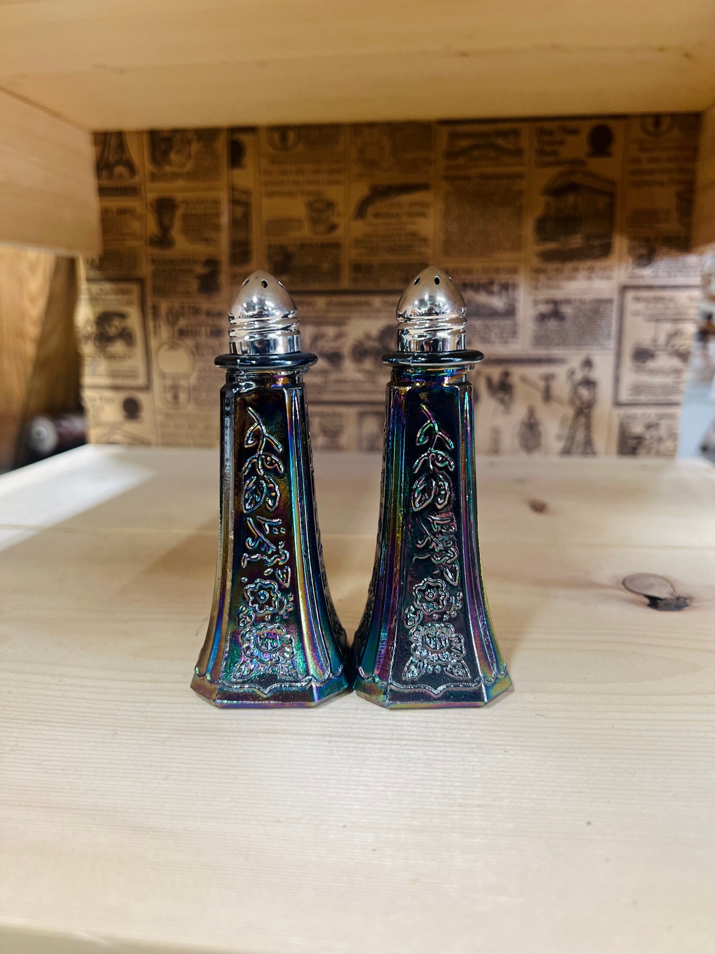 Vintage Carnival Glass Salt and Pepper Shakers