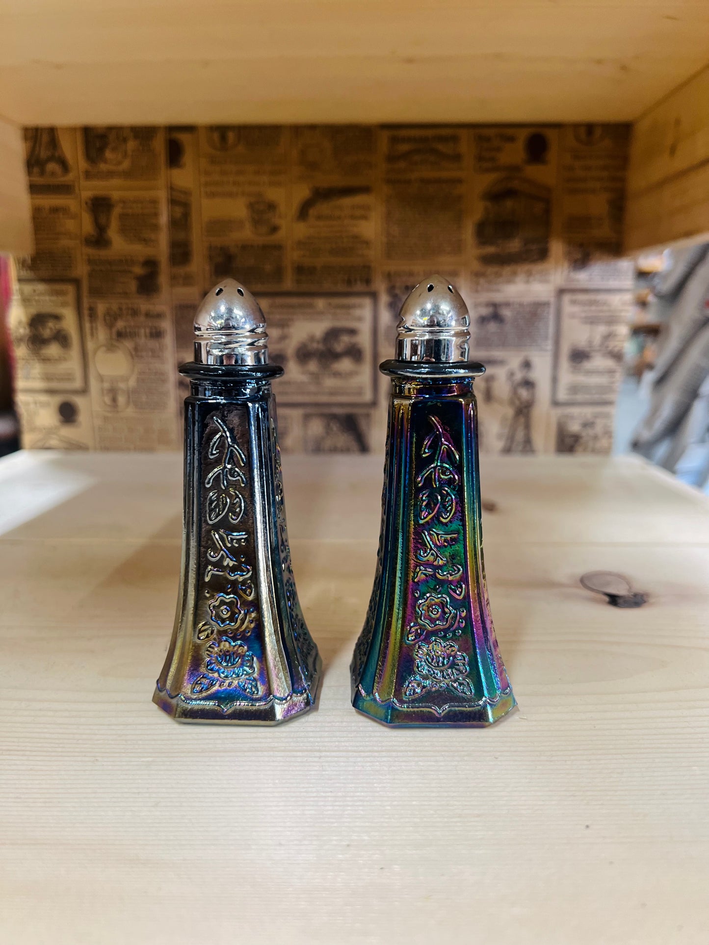 Vintage Carnival Glass Salt and Pepper Shakers