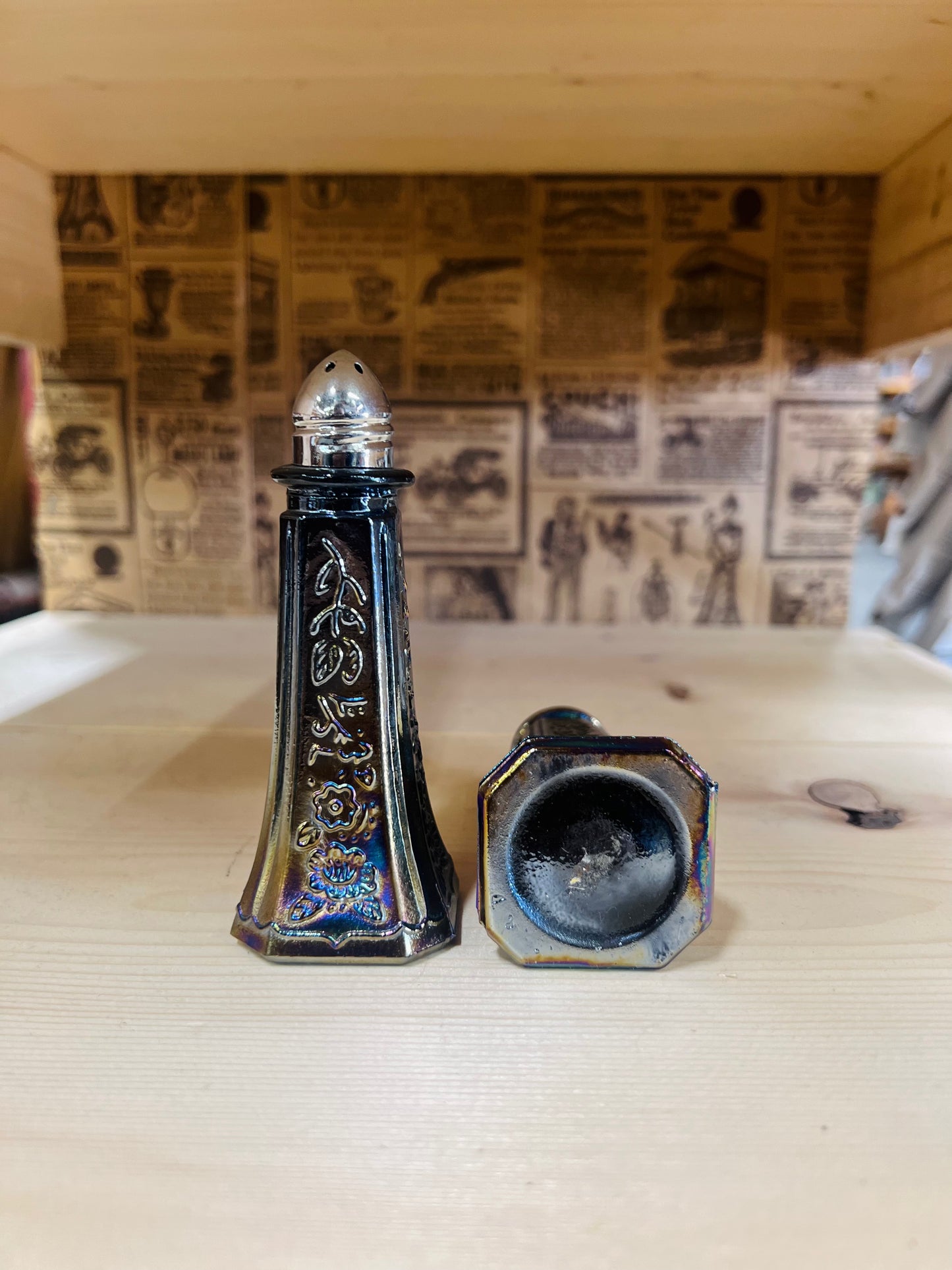 Vintage Carnival Glass Salt and Pepper Shakers