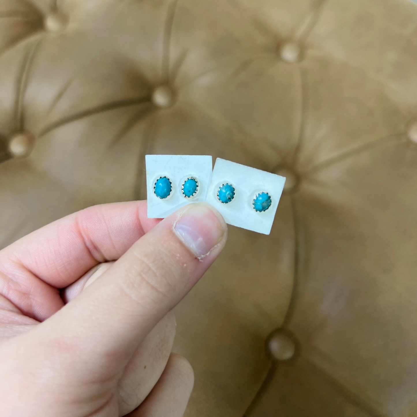 Navajo Genuine Turquoise Sterling Silver Oval Studs