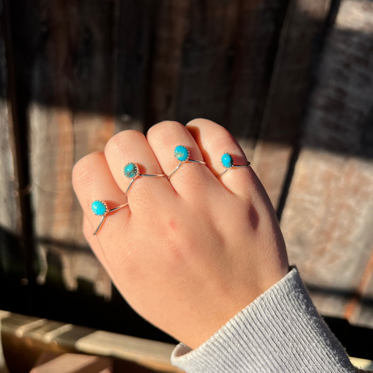 Genuine Turquoise and Sterling Silver "V" Ring