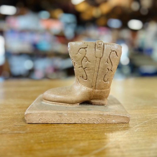 Vintage Clay Pottery Cowboy Boot Planter
