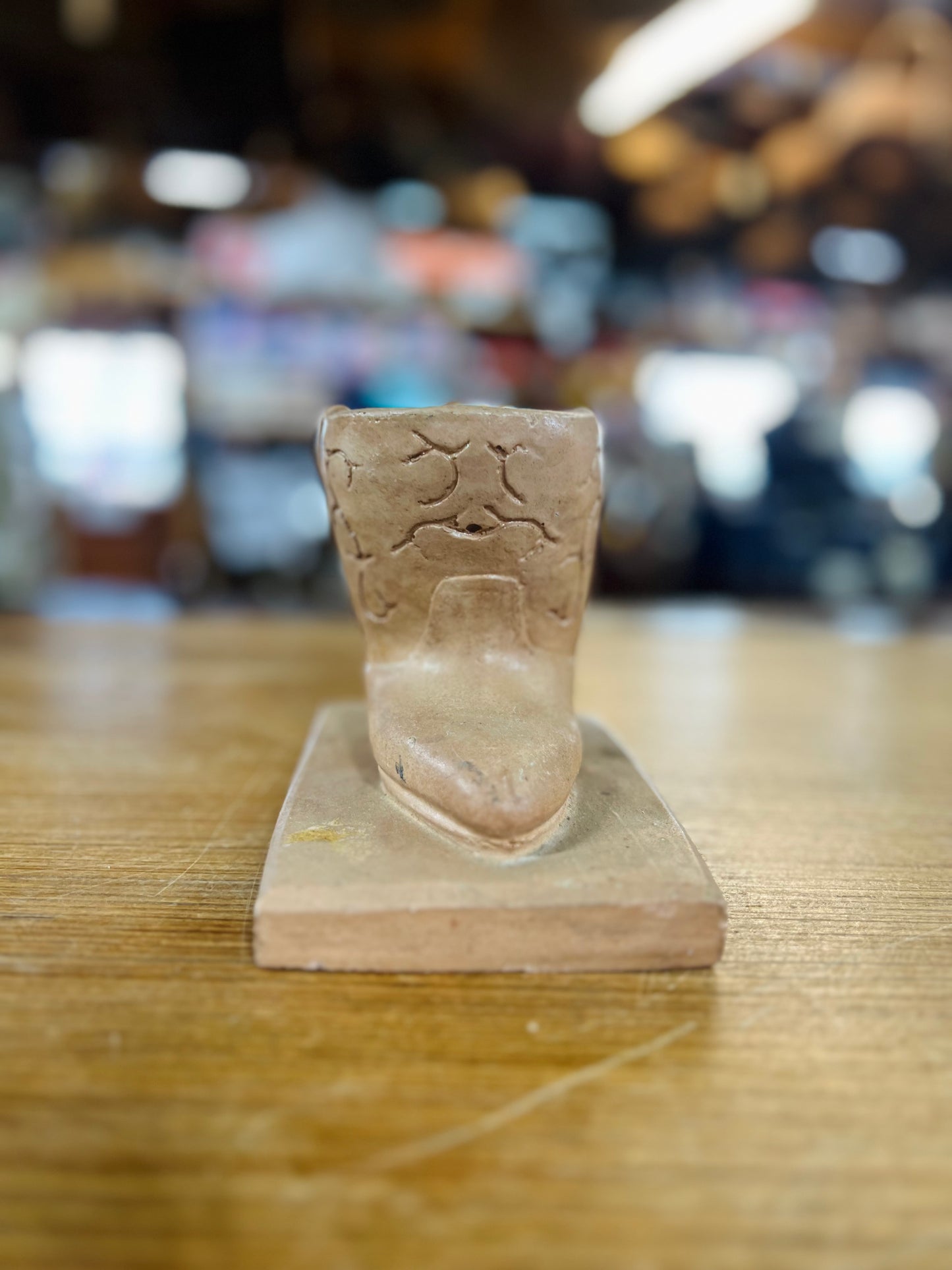 Vintage Clay Pottery Cowboy Boot Planter