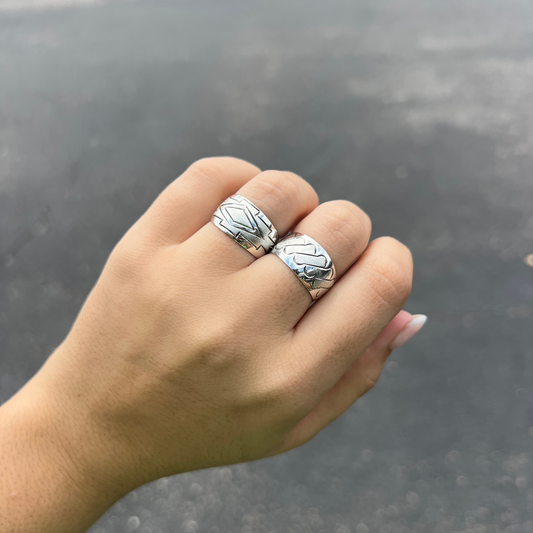 Sterling Silver Stamped Wide Band Ring