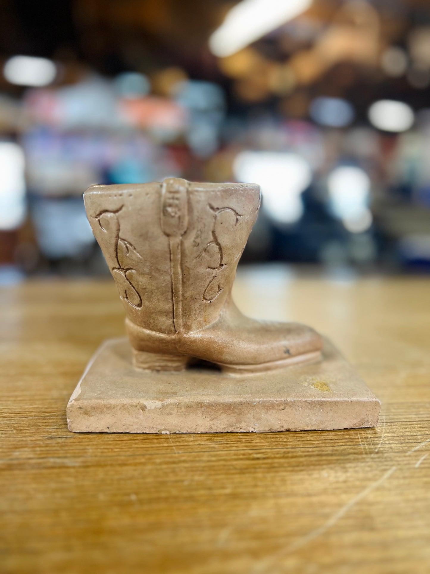 Vintage Clay Pottery Cowboy Boot Planter