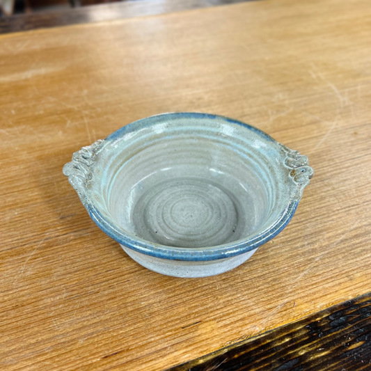 Handmade and Signed Vintage Pottery Blue/Grey Bowl