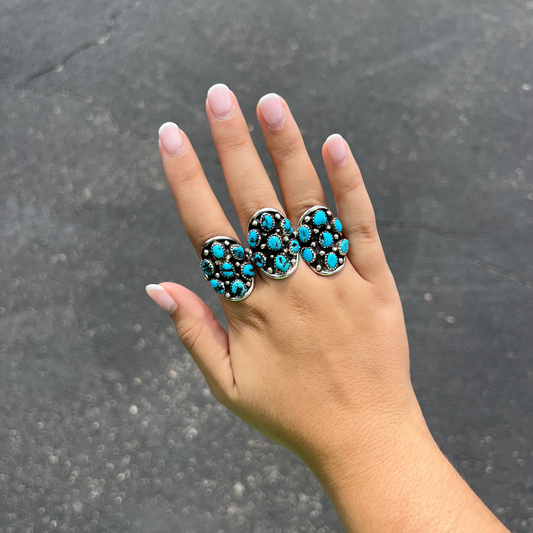 Genuine Kingman Turquoise Sterling Silver Saddle Ring
