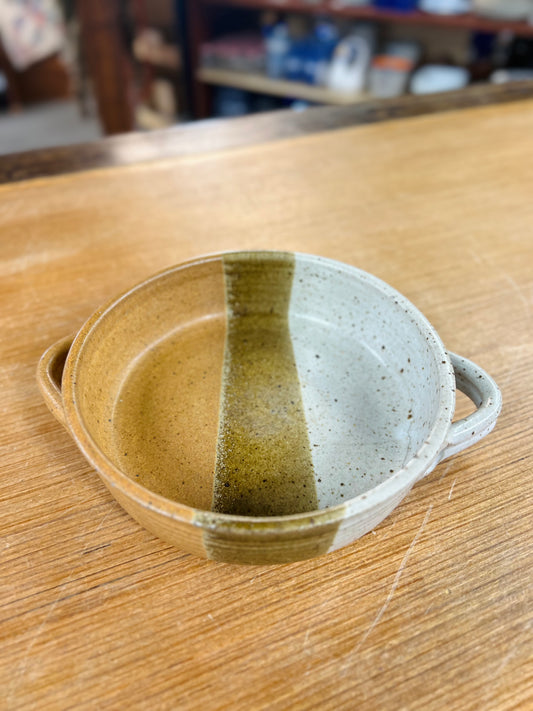 Vintage Handmade Multi Color Stoneware Bowl - Brown Speckled