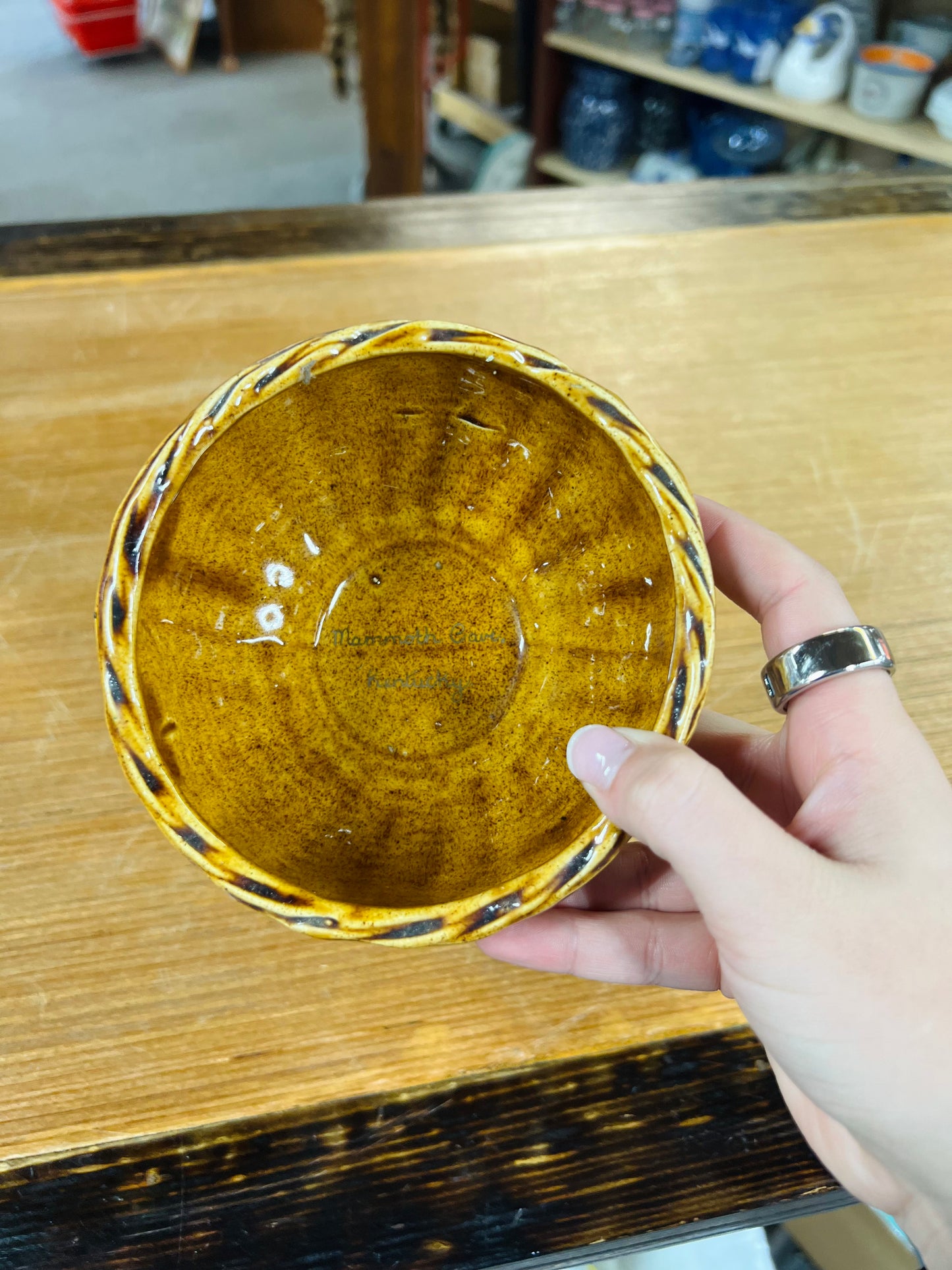 Vintage "Basket Weave" Ceramic Mammoth Cave, Kentucky Bowl