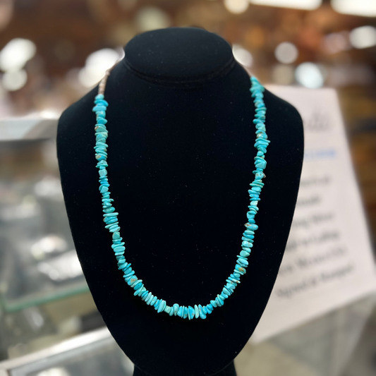 Genuine Kingman Turquoise Nuggets Heishi Necklace