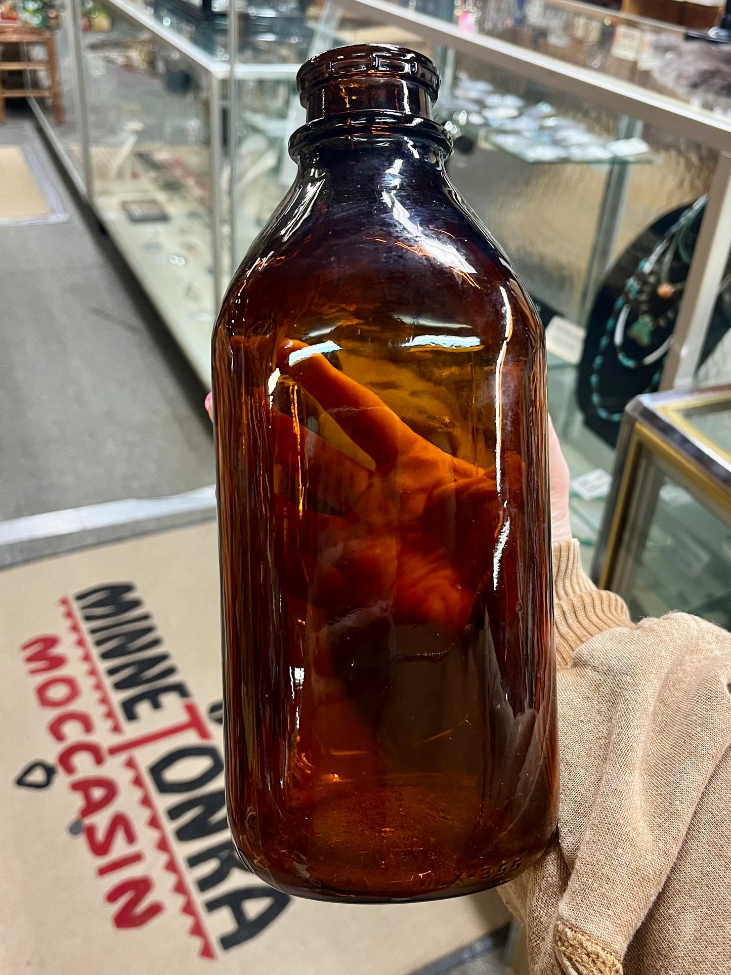 Vintage Colvert's Brown Amber Milk Bottles with Wood Crate