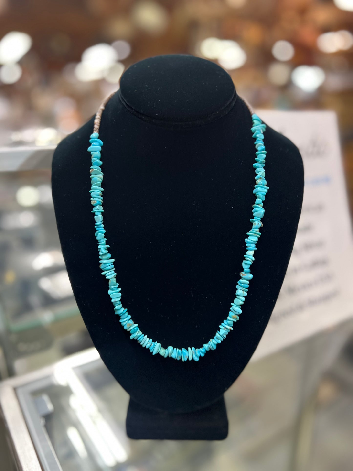 Genuine Kingman Turquoise Nuggets Heishi Necklace