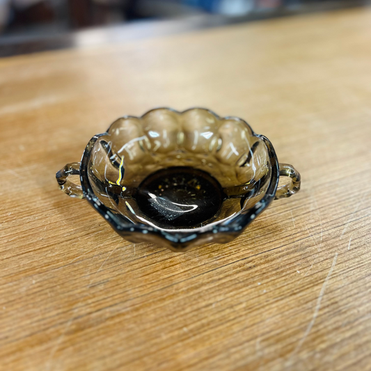 Vintage Brown Star Glass Two Handle Candy Dish