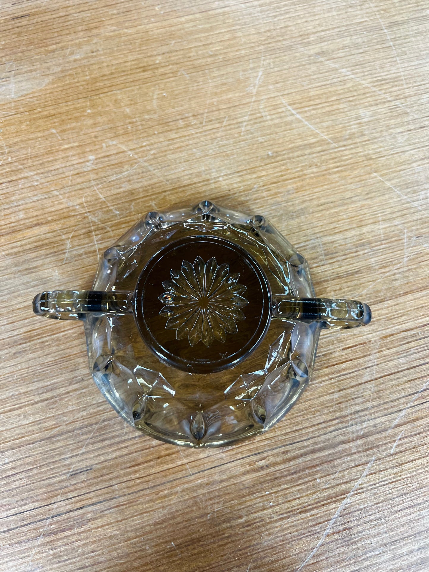 Vintage Brown Star Glass Two Handle Candy Dish
