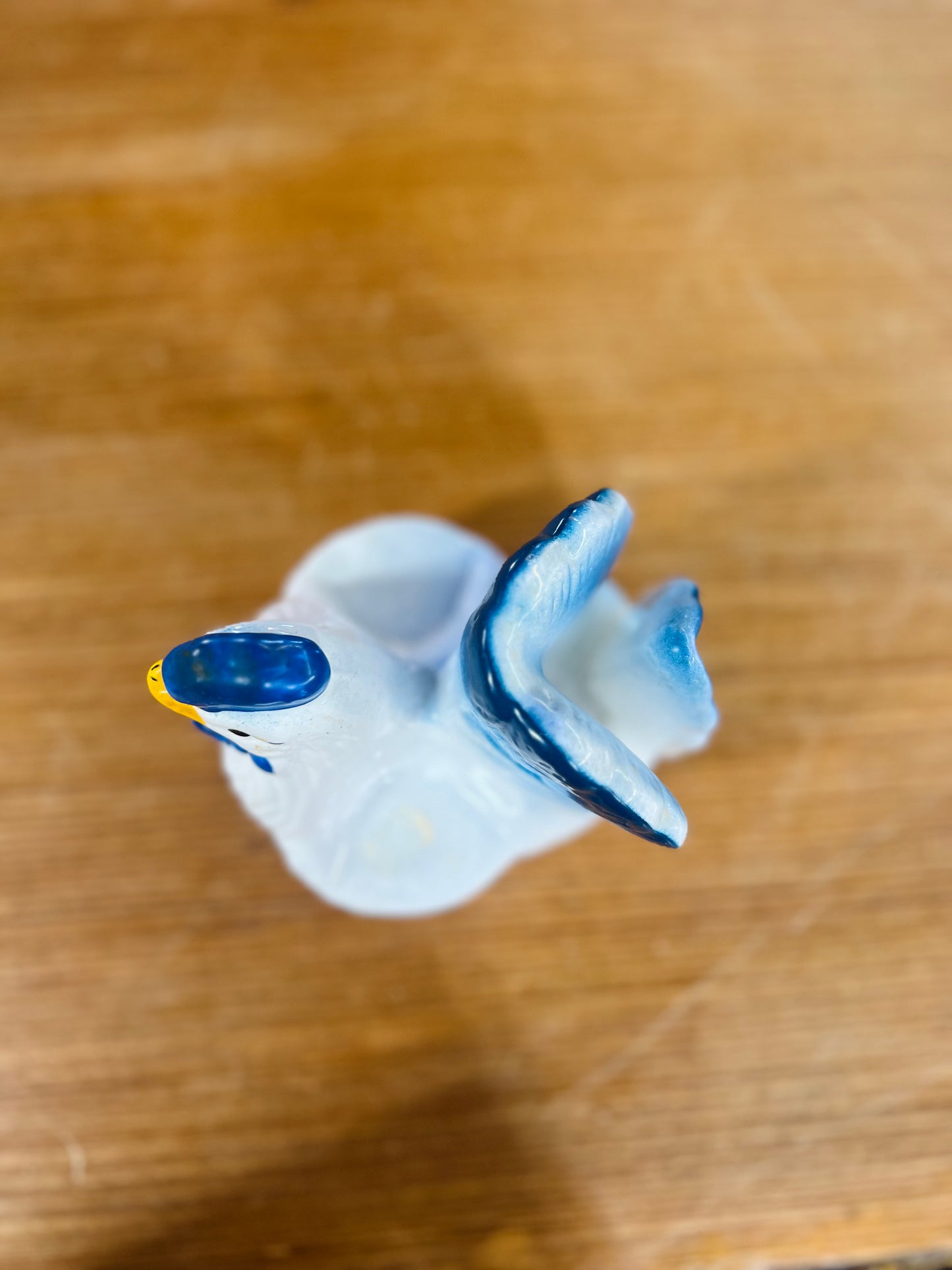 Blue and White Ceramic Rooster Shelf Sitter Farmhouse Decor