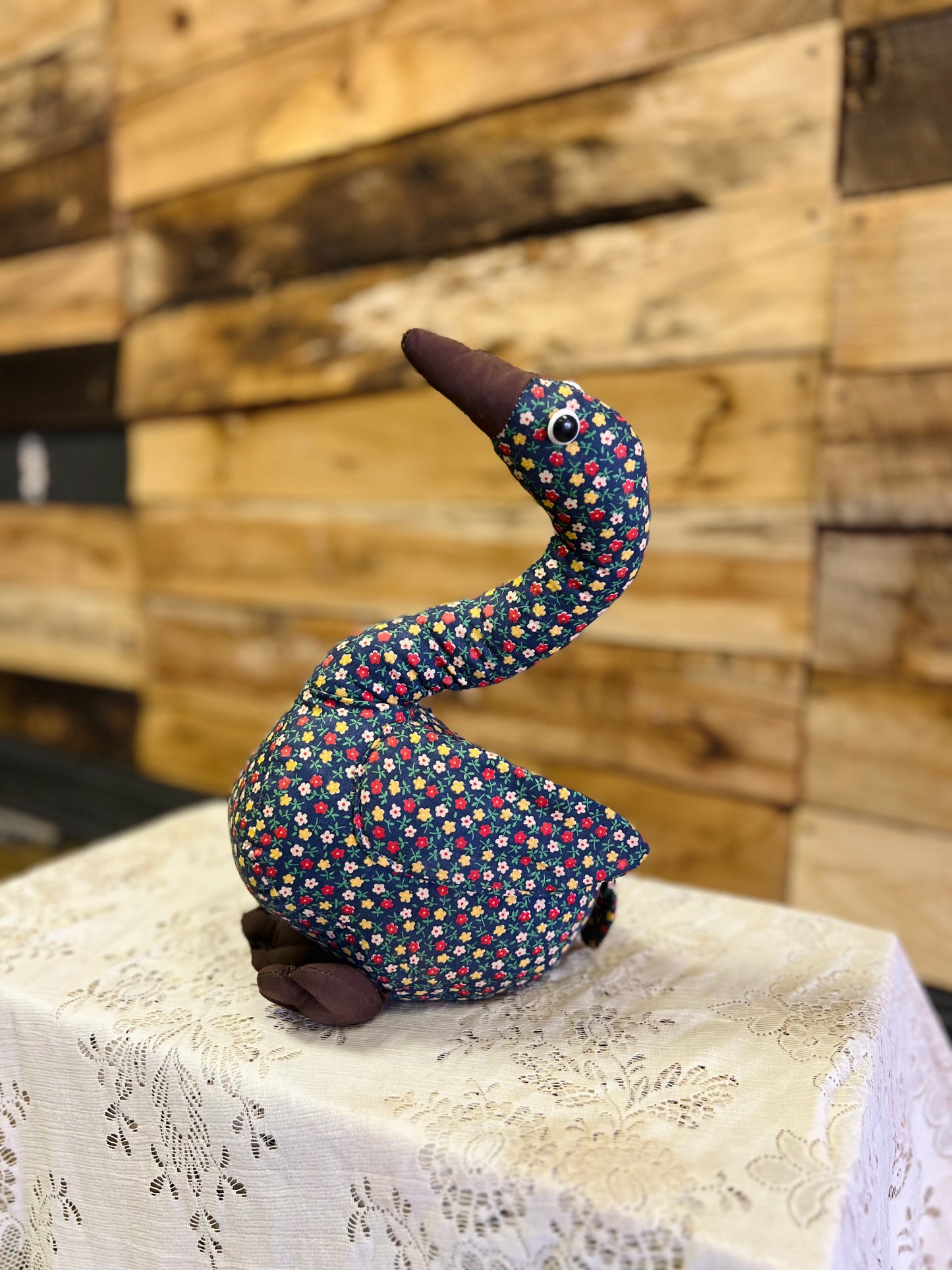 Vintage Floral Stuffed Goose