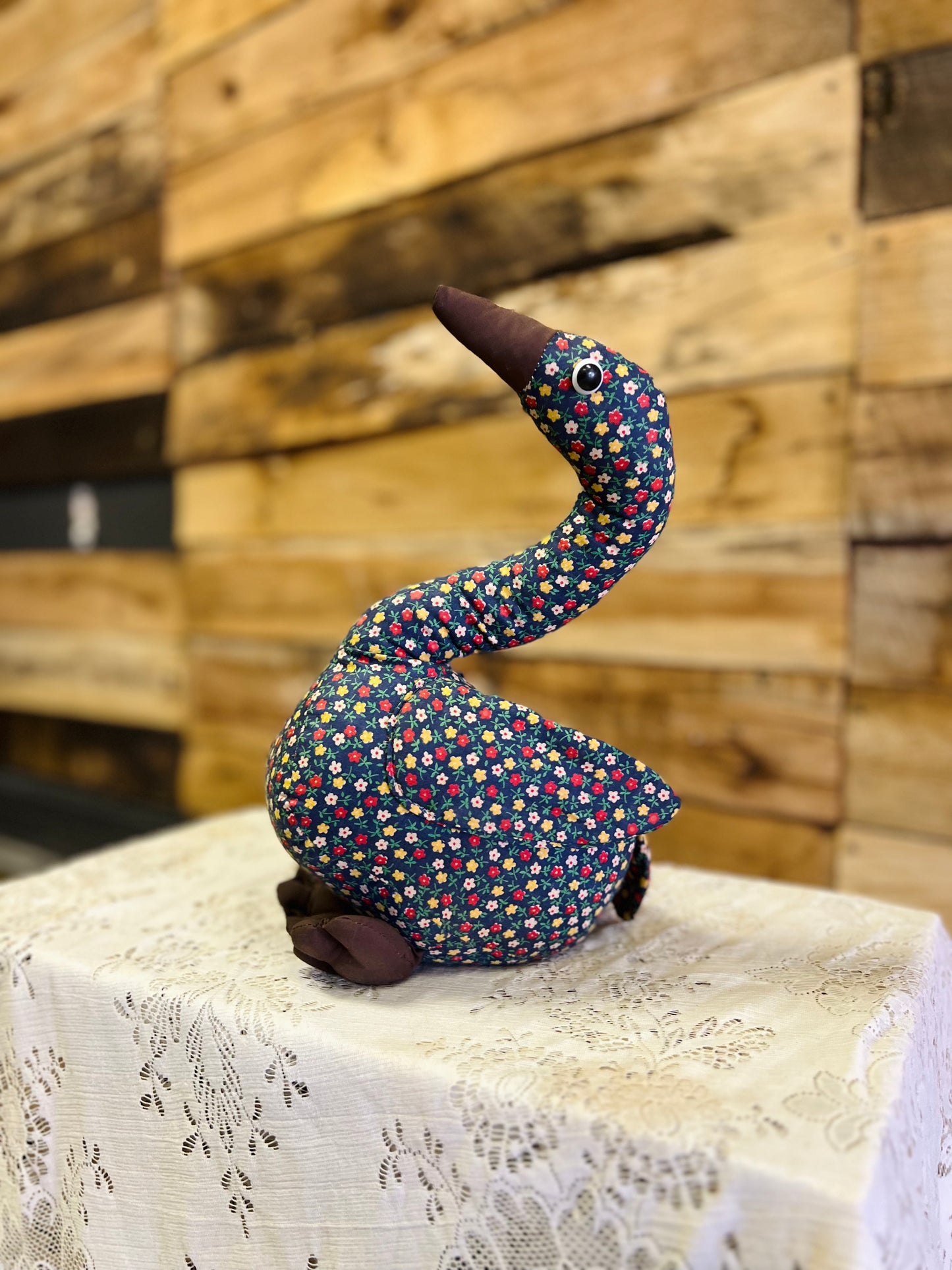 Vintage Floral Stuffed Goose