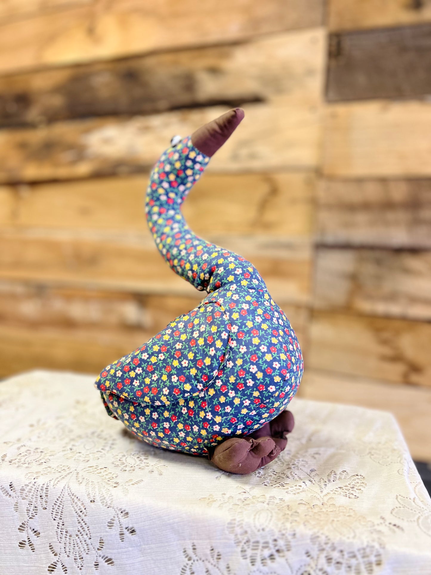 Vintage Floral Stuffed Goose