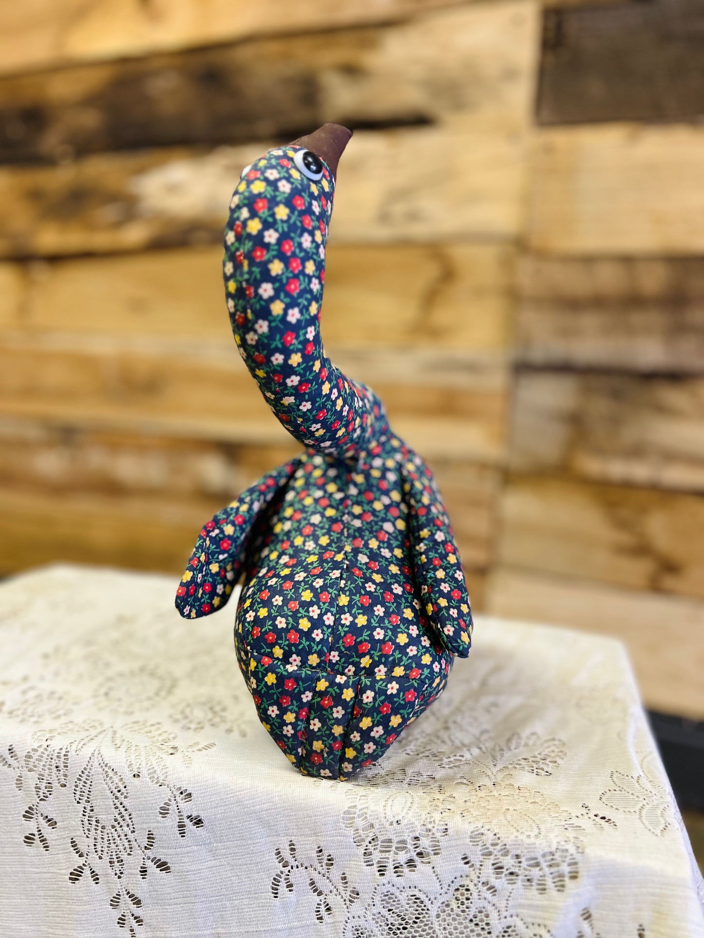 Vintage Floral Stuffed Goose