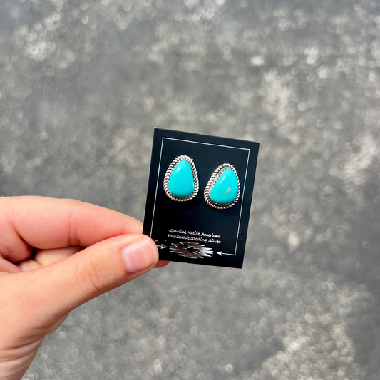 Genuine Sonoran Turquoise Sterling Silver Studs