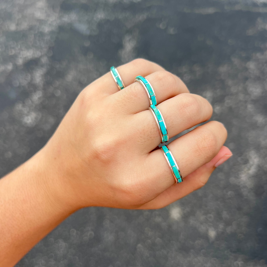 Genuine Turquoise Inlay Stacker Ring