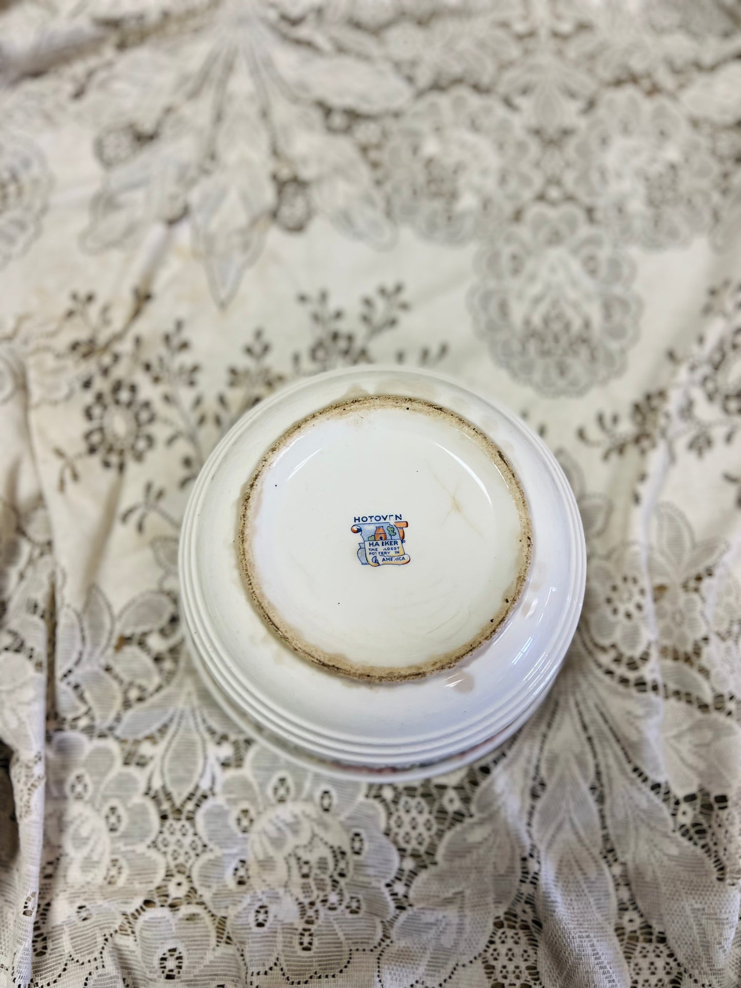 Vintage Very Old Harker Petit Point Bowl