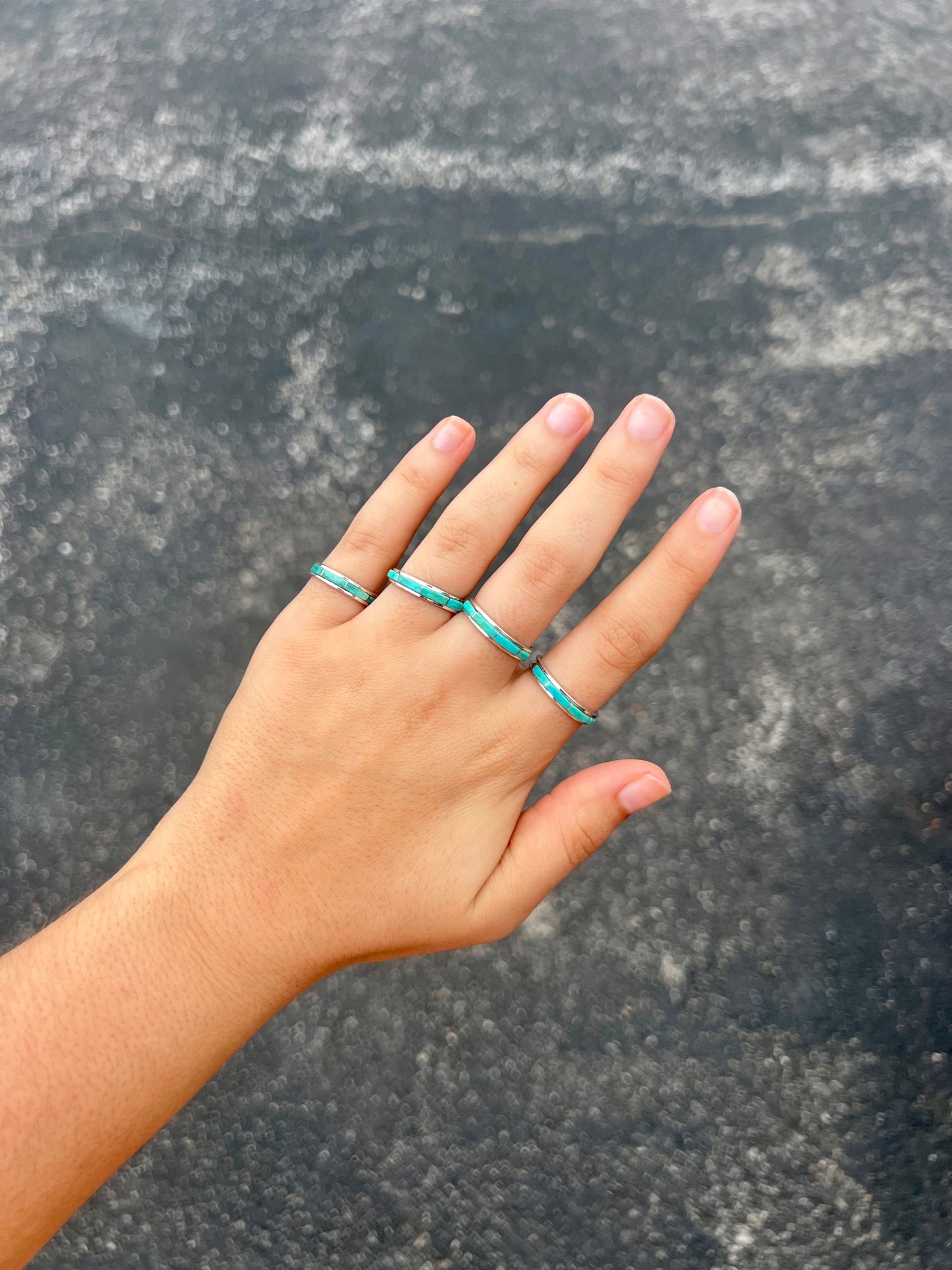 Genuine Turquoise Inlay Stacker Ring