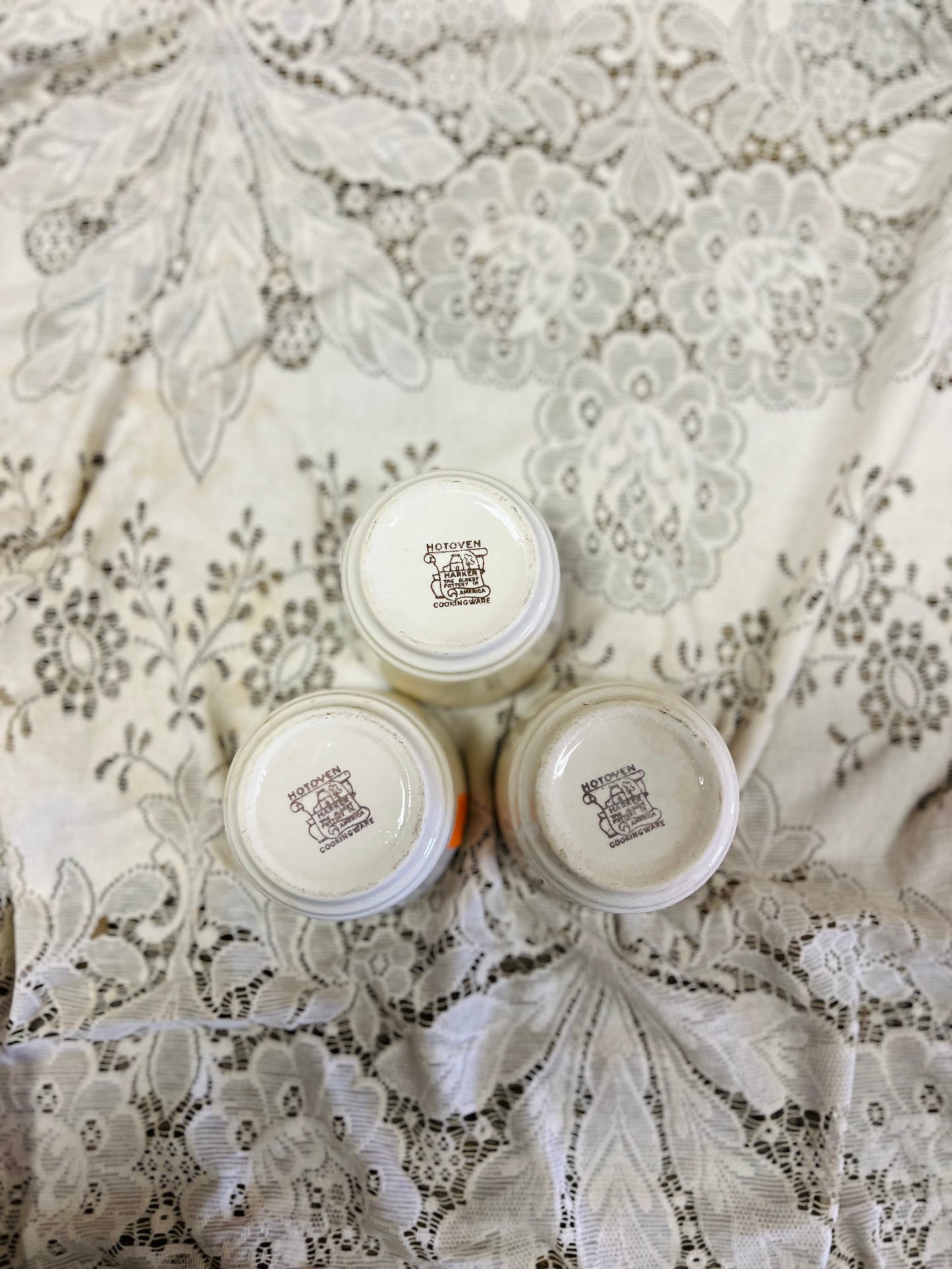 Vintage Harker Hotoven Petit Point Custard Cups - Set of 3