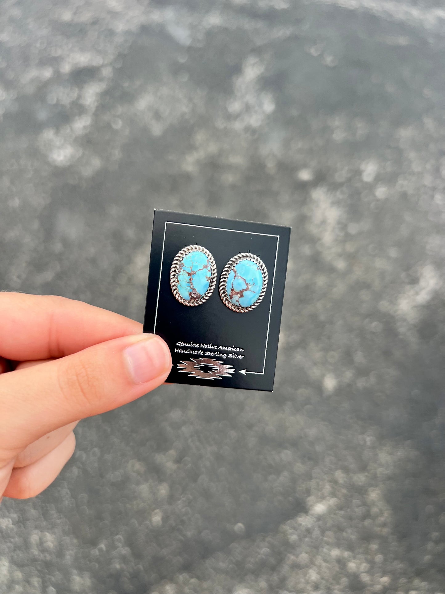 Navajo Oval Golden Hills Turquoise Sterling Silver Earrings