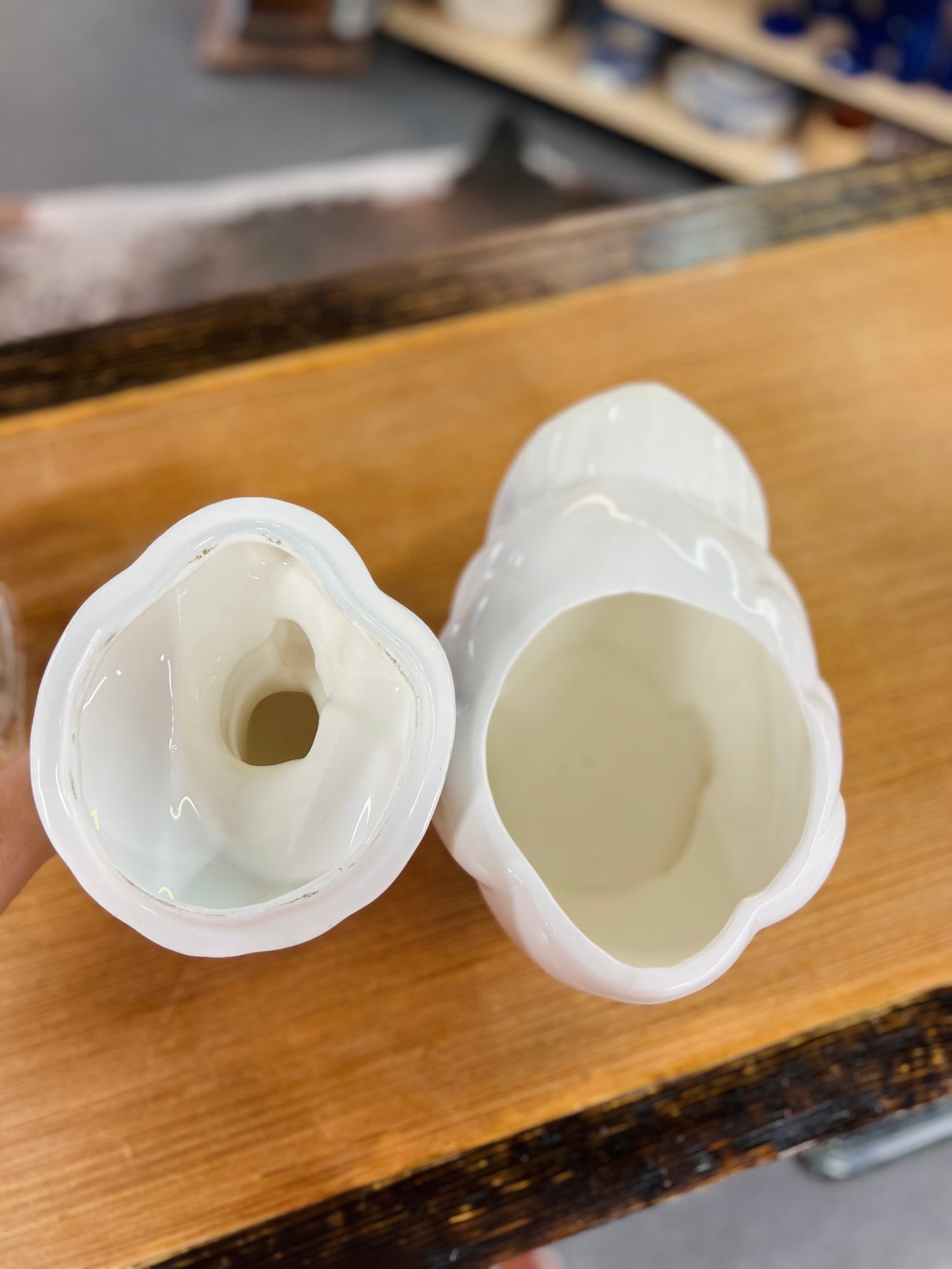 Vintage Goose Ceramic Cookie Jar with Blue Bow