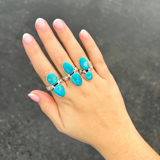 Two Stone Kingman Sterling Silver Ring