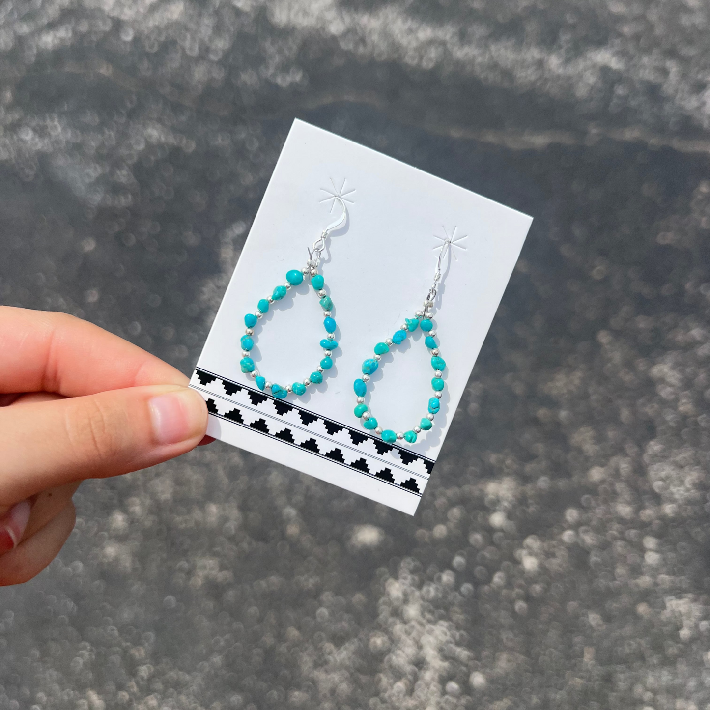 Genuine Kingman Turquoise Nugget Loop Dangle Earrings