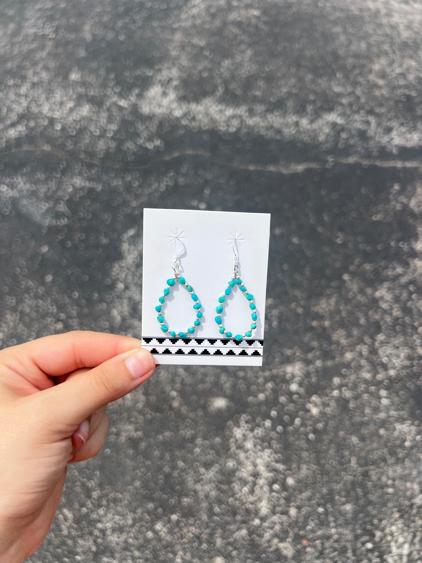 Genuine Kingman Turquoise Nugget Loop Dangle Earrings