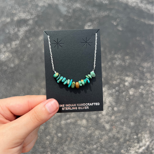 Genuine Turquoise Nugget and Sterling Silver Necklace